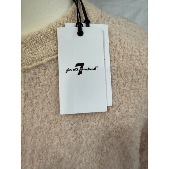 7 For All Mankind Boucle Wool Cardigan Sweater Beige Textured Knit NWT Medium - Picture 14 of 14